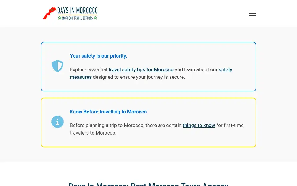 Screenshot of daysinmorocco.com