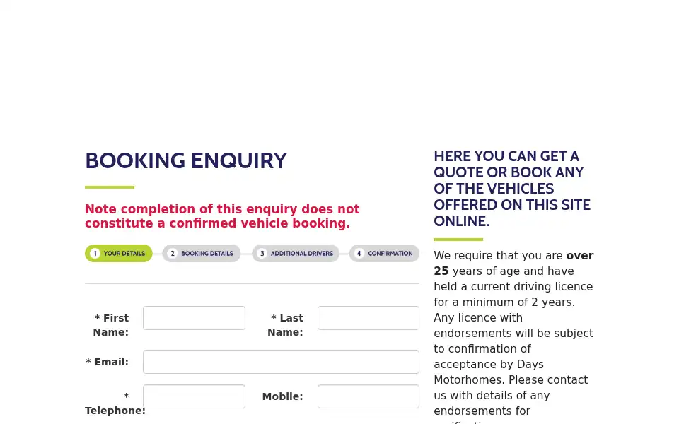 Screenshot of daysmotorhomes.co.uk