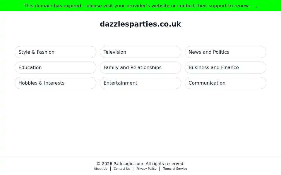 Screenshot of dazzlesparties.co.uk