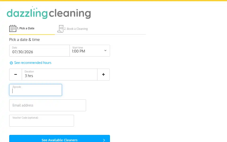 Screenshot of dazzlingcleaning.com
