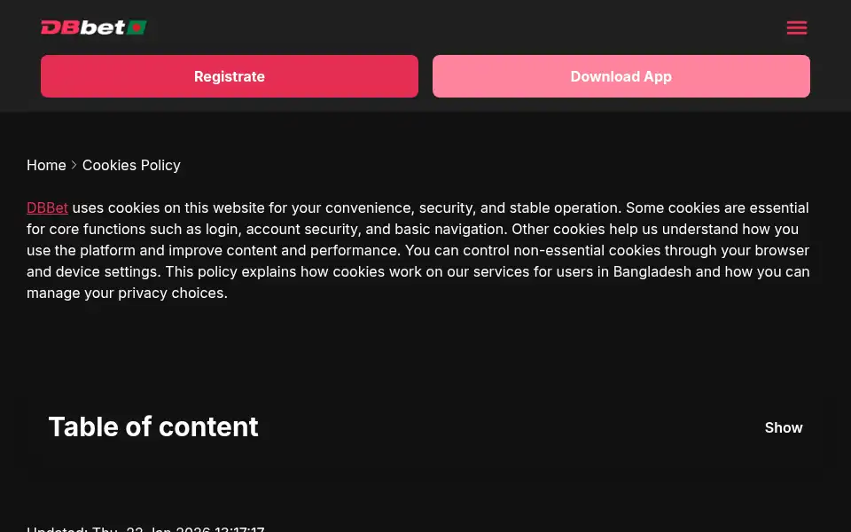 Screenshot of dbbet-apps.com