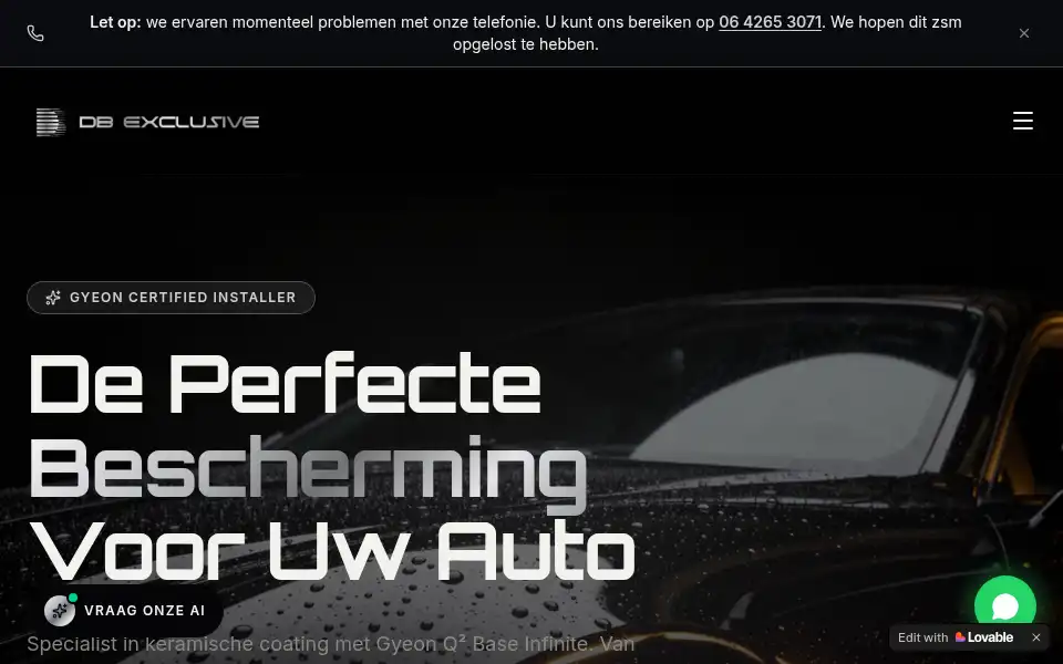 Screenshot of dbexclusive.nl