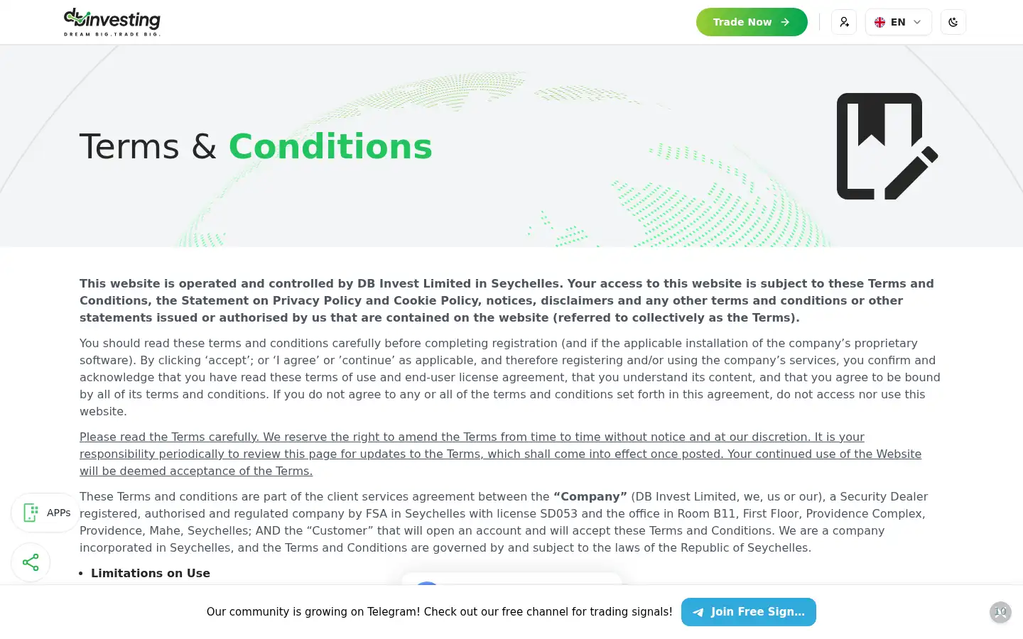 Screenshot of dbinvesting.com