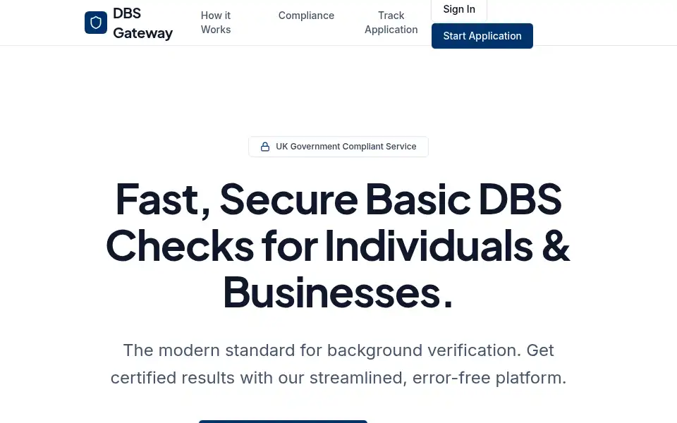 Screenshot of dbsgateway.org.uk