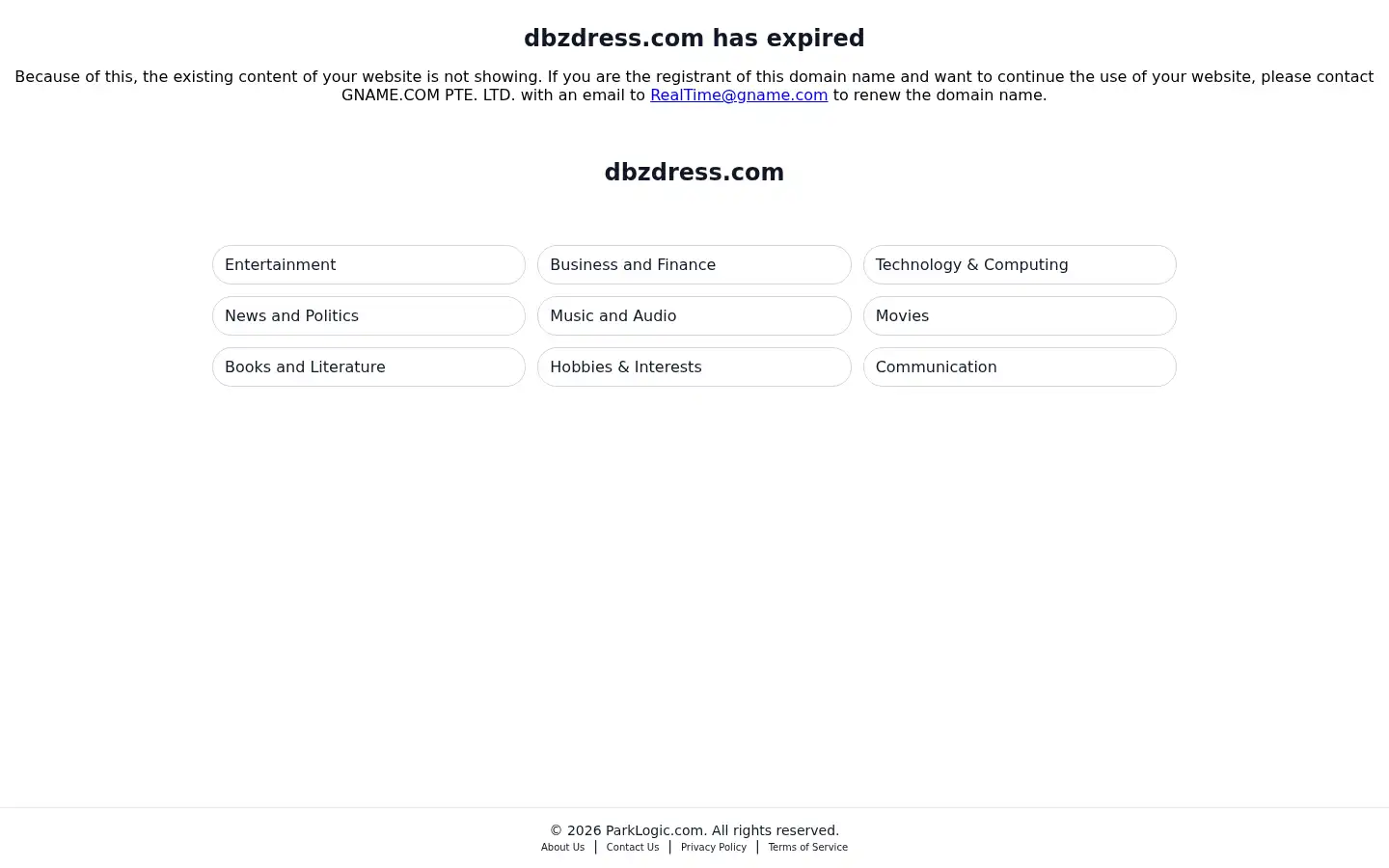 Screenshot of dbzdress.com