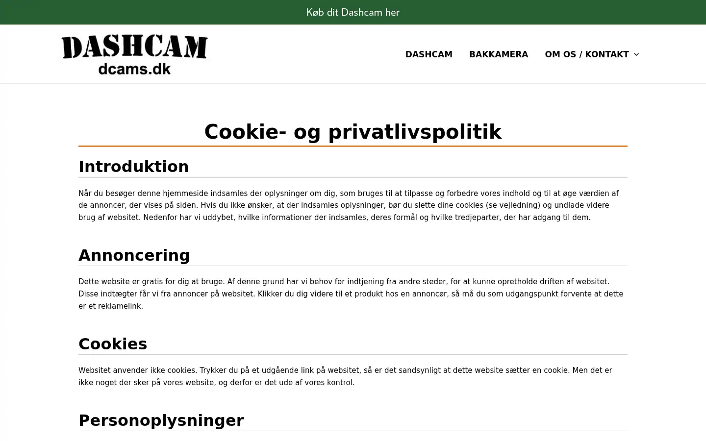 Screenshot of dcams.dk