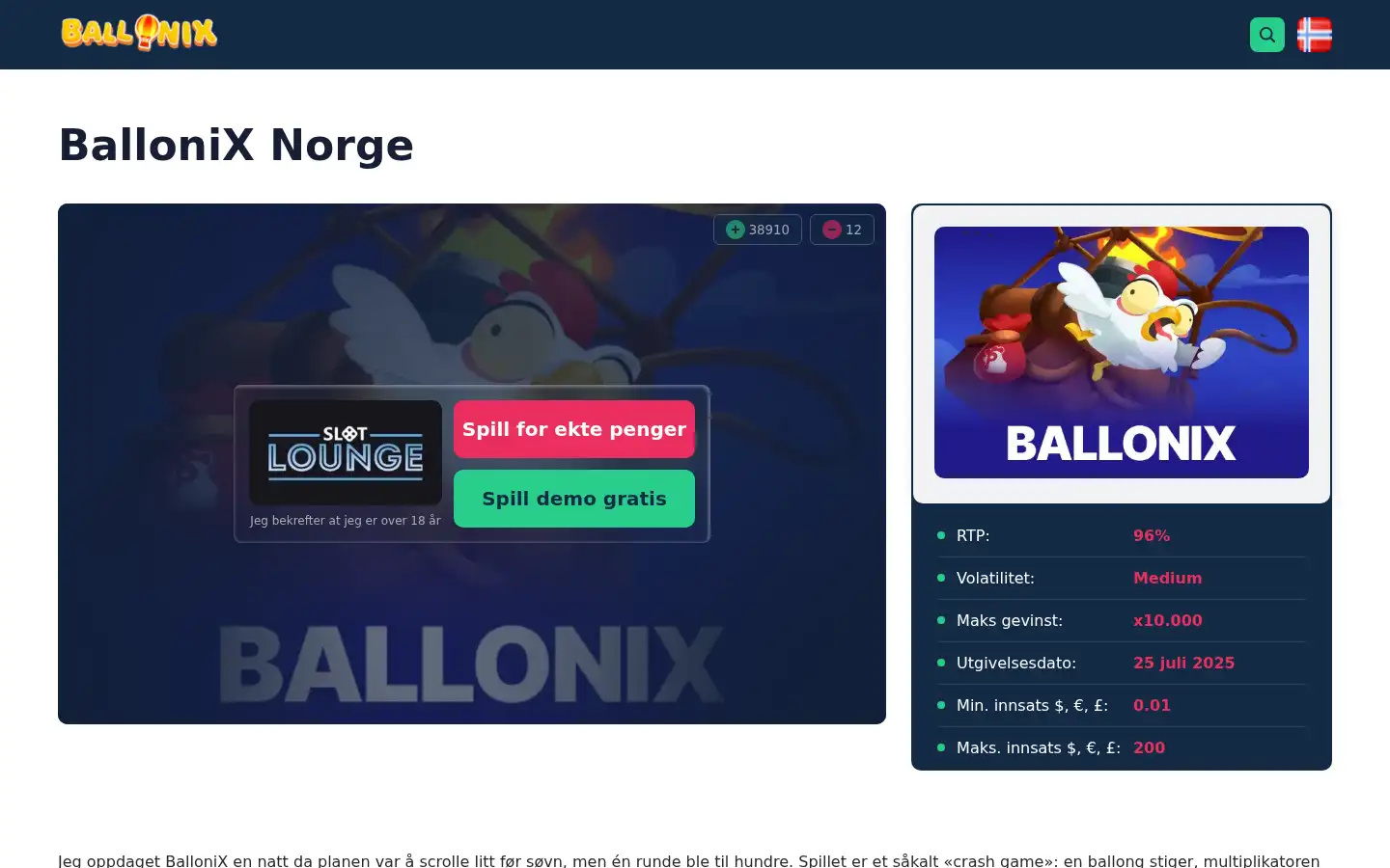 Screenshot of de.ballonix.info