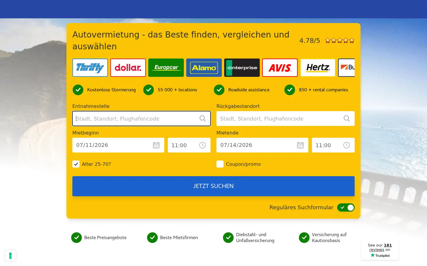 Screenshot of de.bookingcar-europe.com