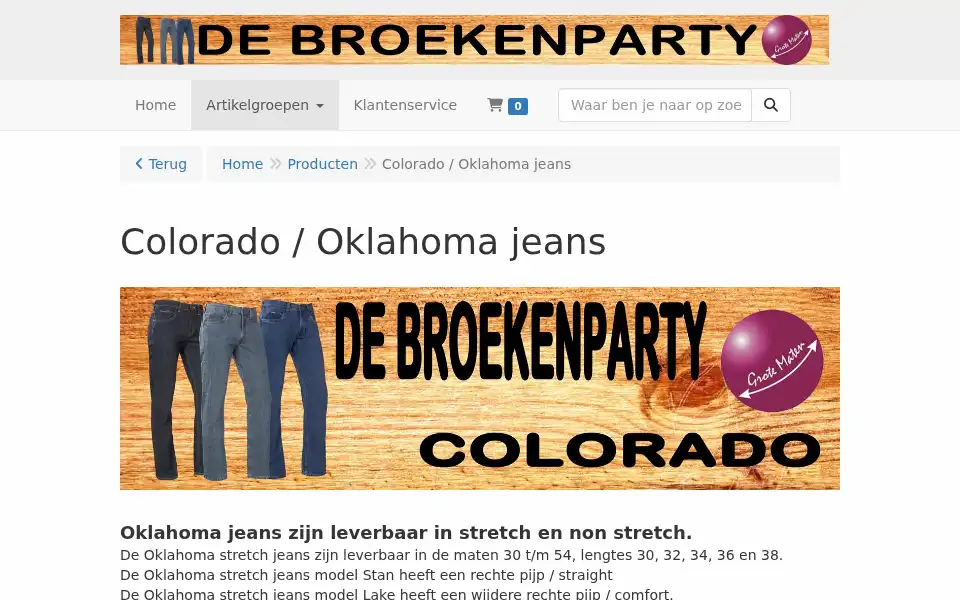 Screenshot of de-broekenparty.nl