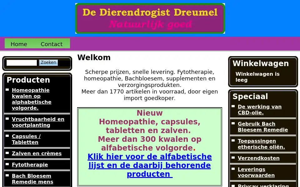 Screenshot of de-dierendrogist.nl