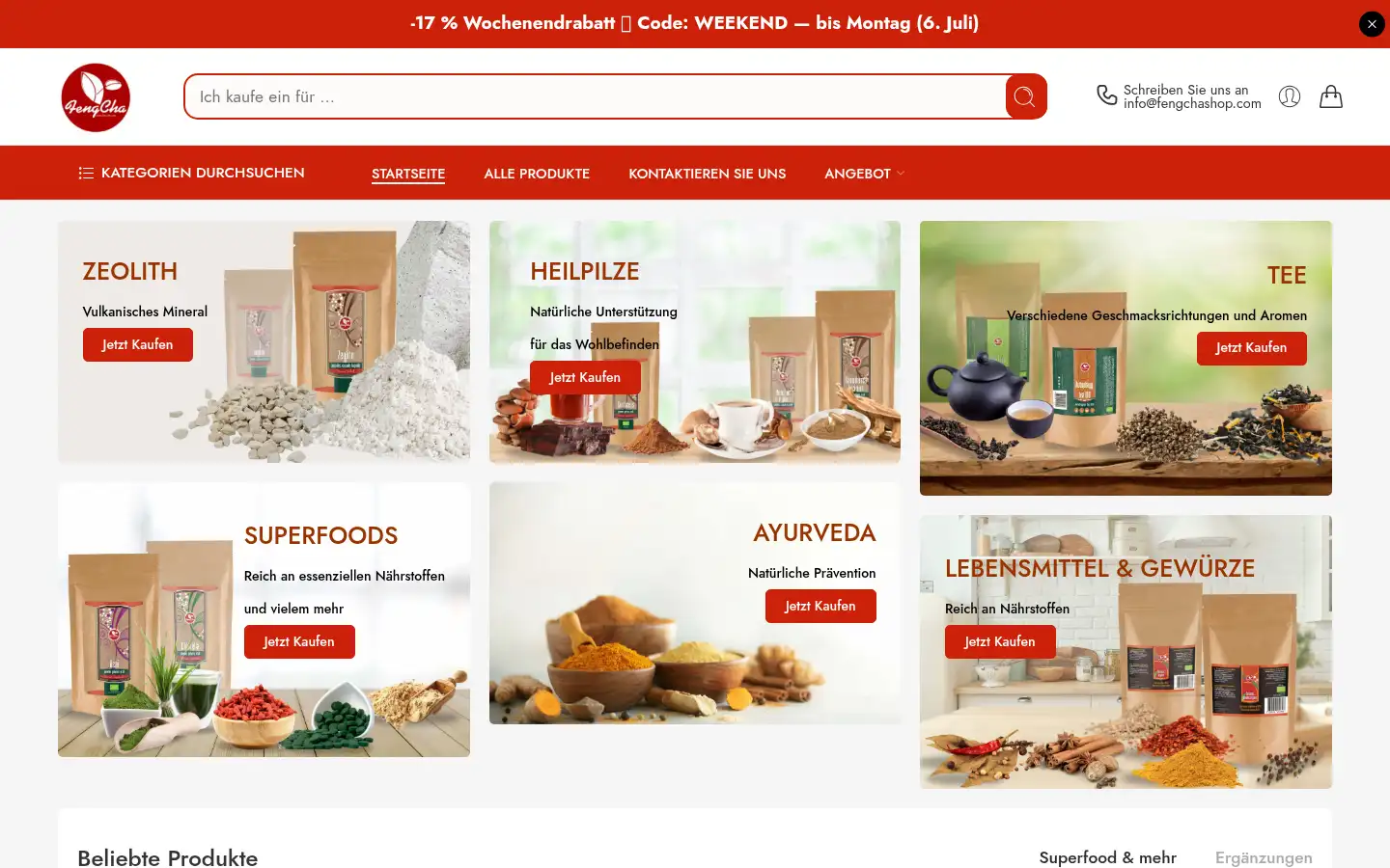 Screenshot of de.fengchashop.com