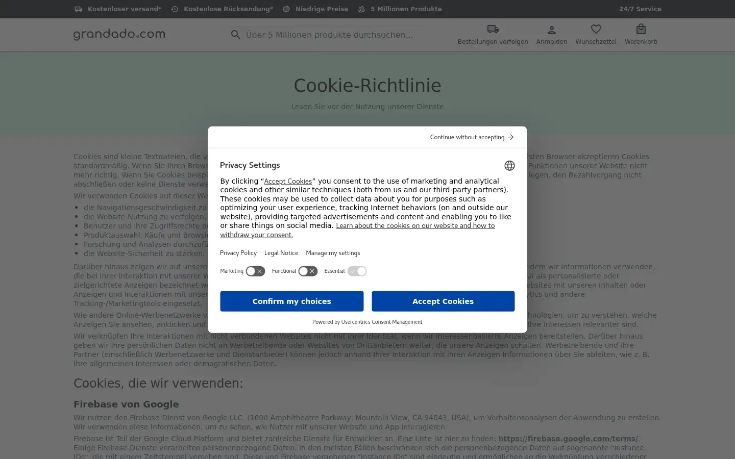 Screenshot of de.grandado.com