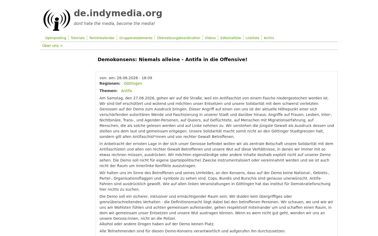 Screenshot of de.indymedia.org