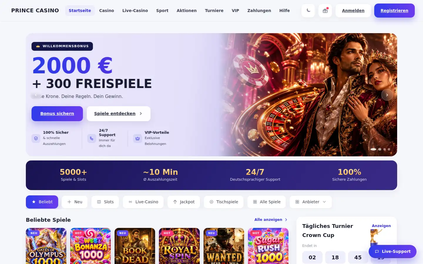 Screenshot of de-princecasino.de