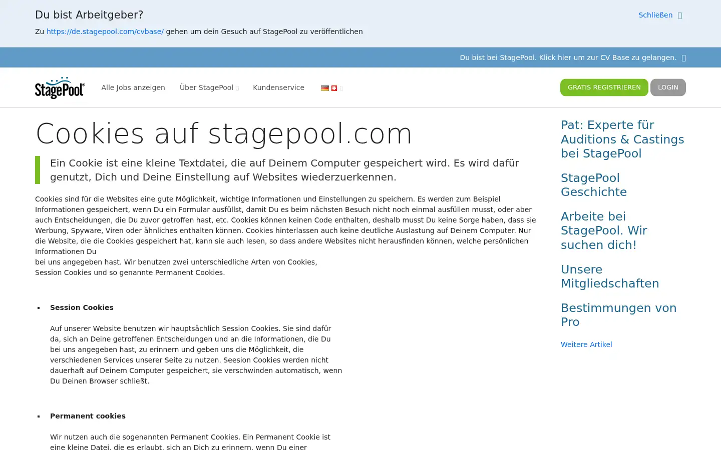 Screenshot of de.stagepool.com