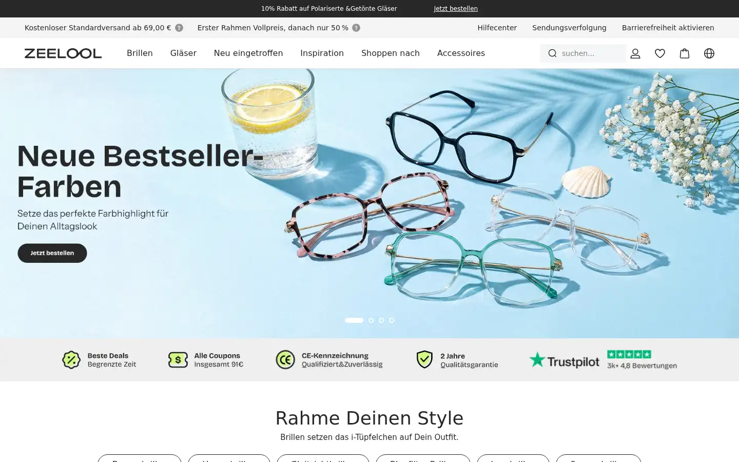 Screenshot of de.zeelool.com