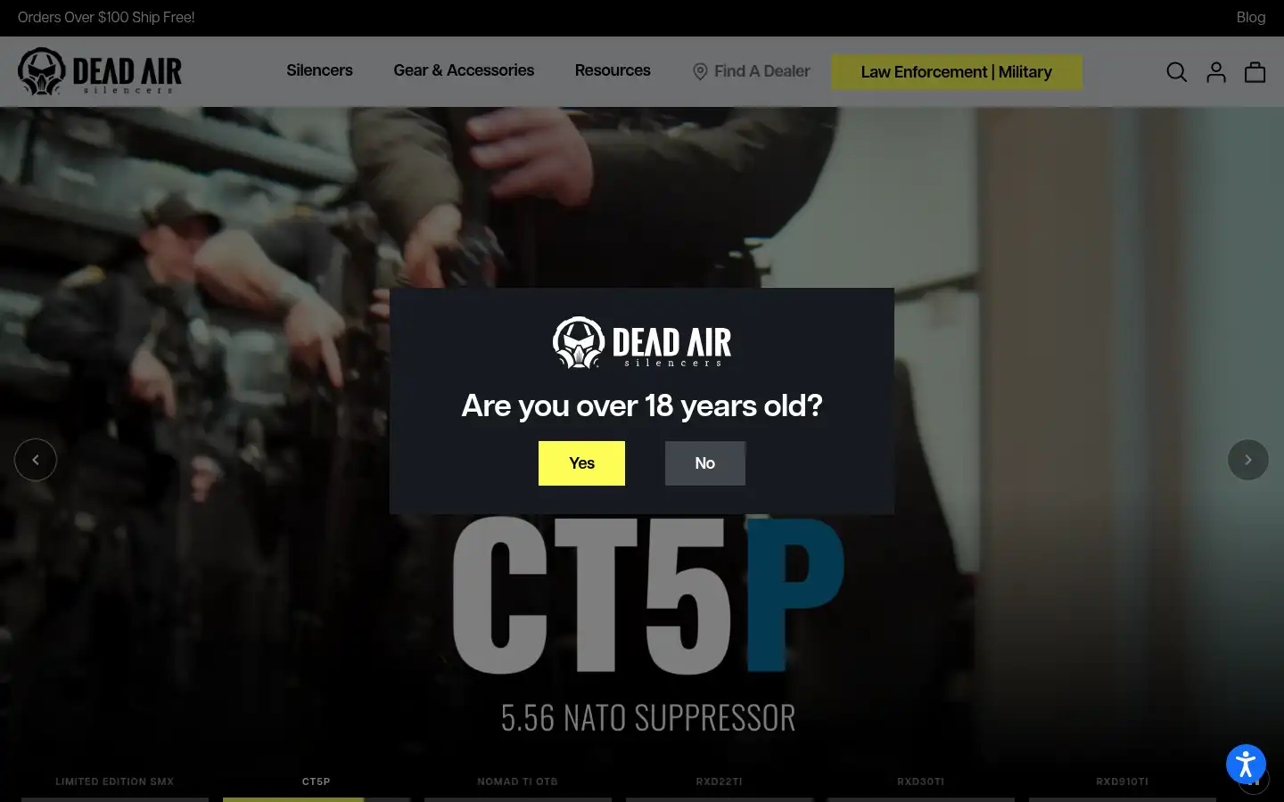 Screenshot of deadairsilencers.com