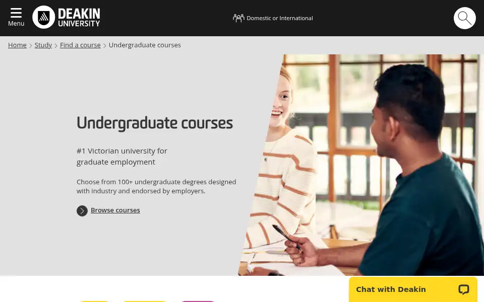 Screenshot of deakin.edu.au