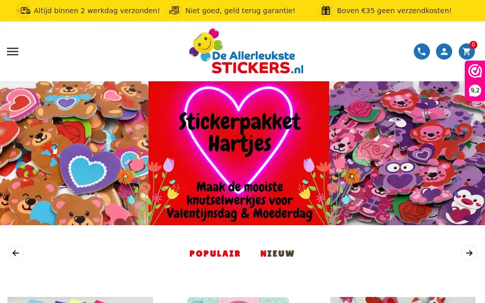 Screenshot of deallerleukstestickers.nl