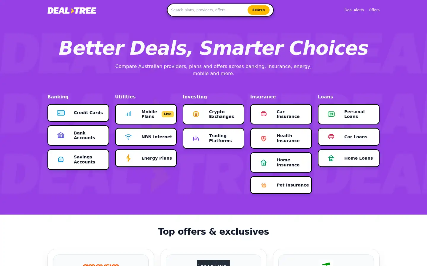 Screenshot of dealtree.com.au