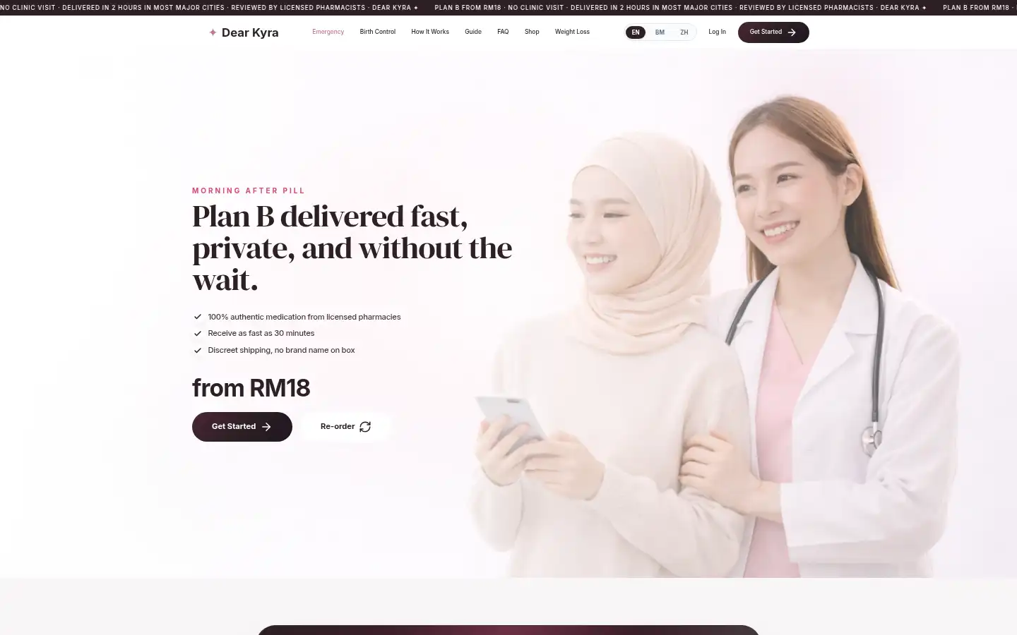 Screenshot of dearkyra.com