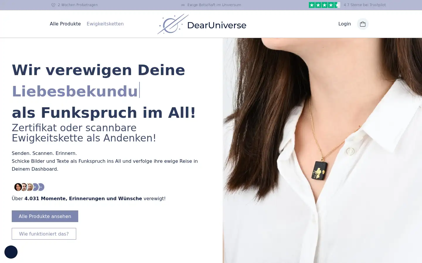 Screenshot of dearuniverse.de