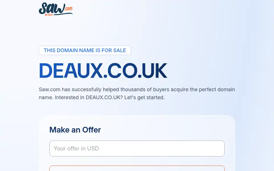 Screenshot of deaux.co.uk