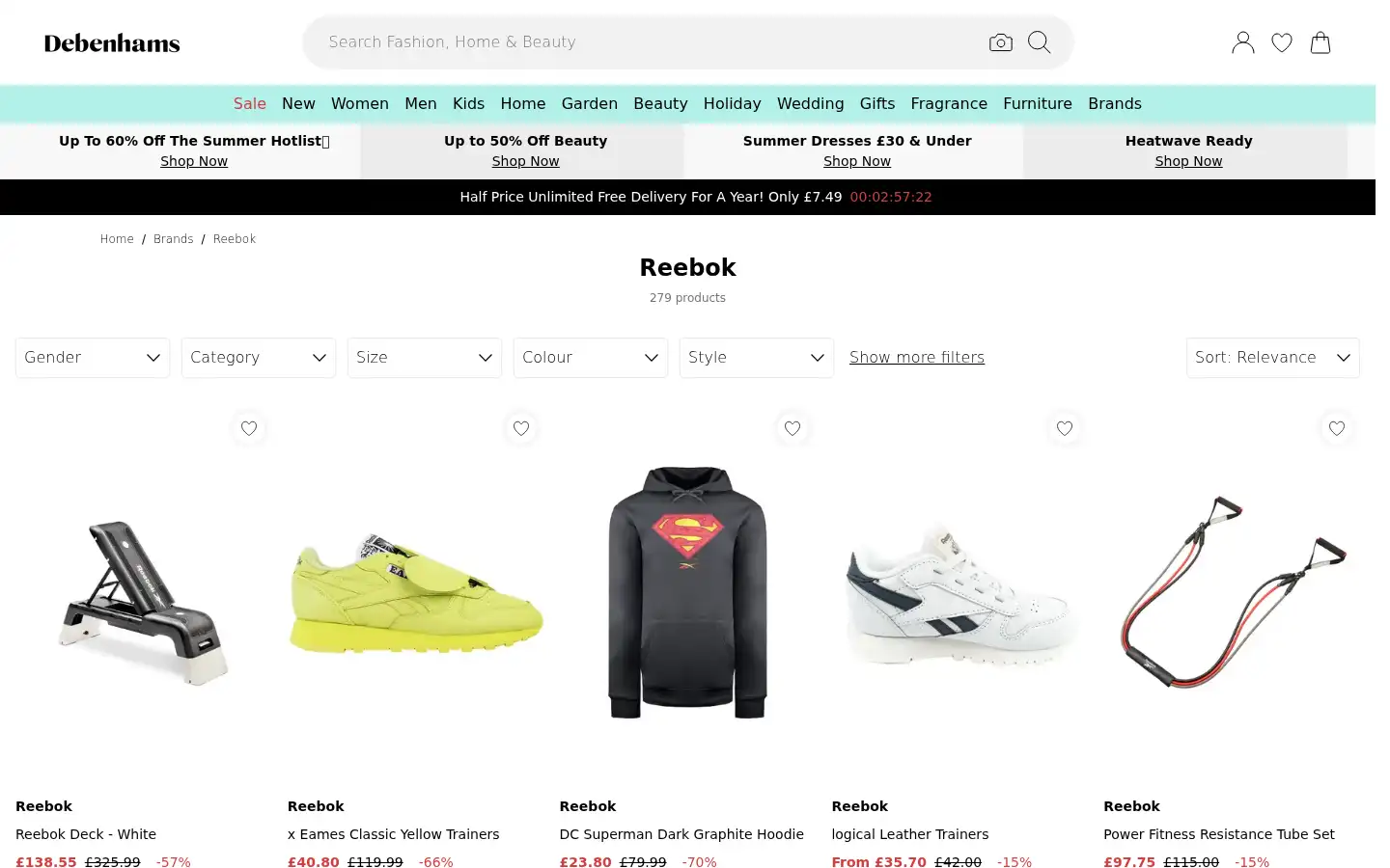 Screenshot of debenhams.com
