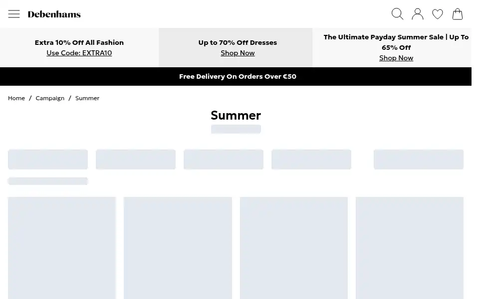 Screenshot of debenhams.ie