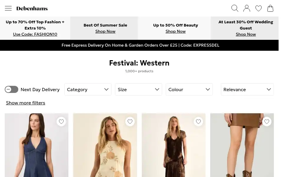 Screenshot of debenhamsflowers.com