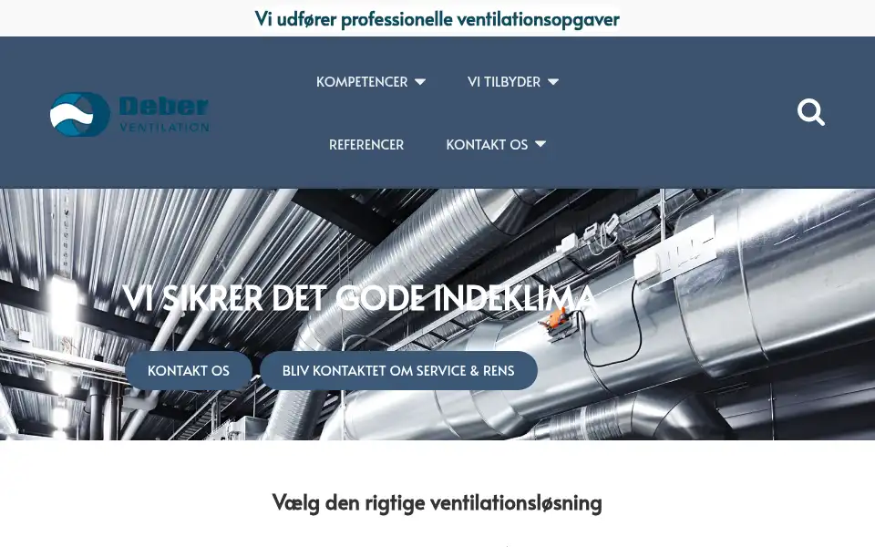 Screenshot of deberventilation.dk