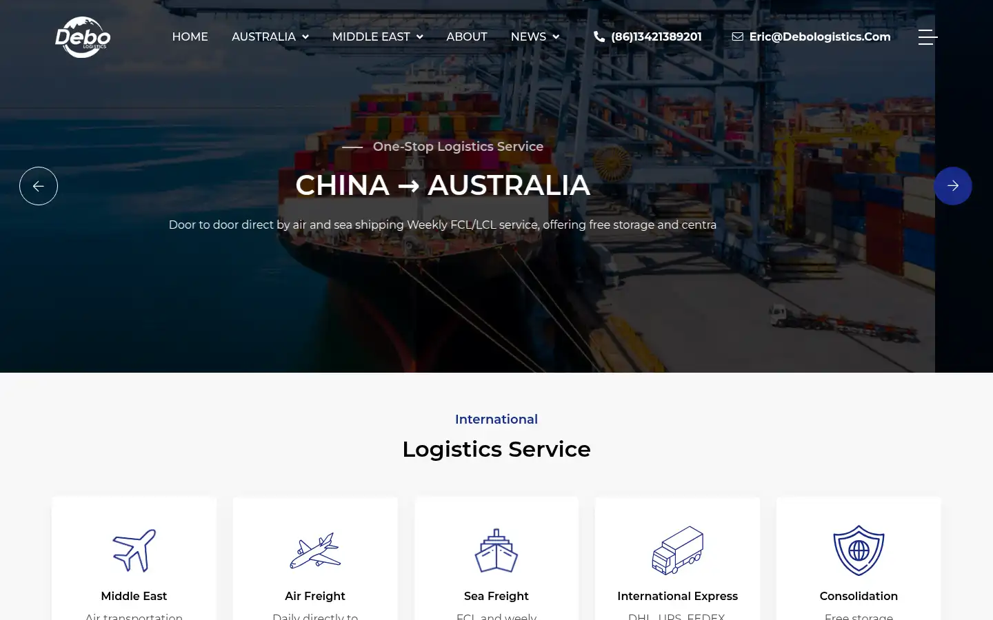 Screenshot of debologistics.com
