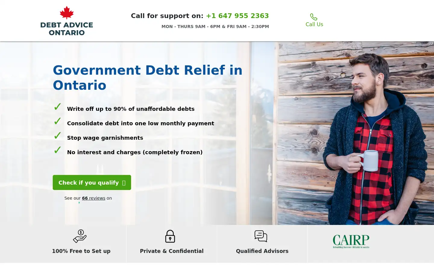 Screenshot of debtadviceontario.ca