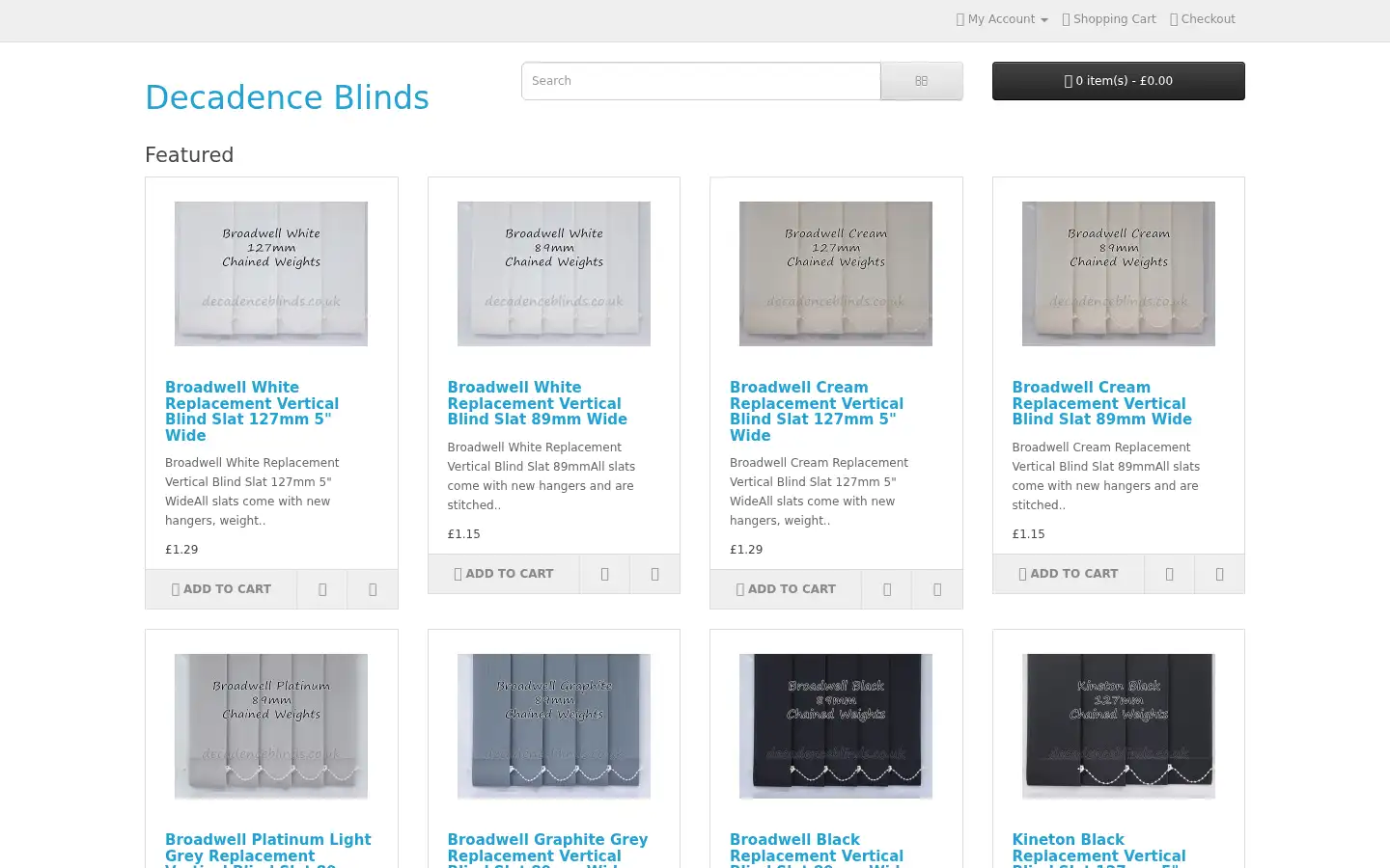 Screenshot of decadenceblinds.co.uk