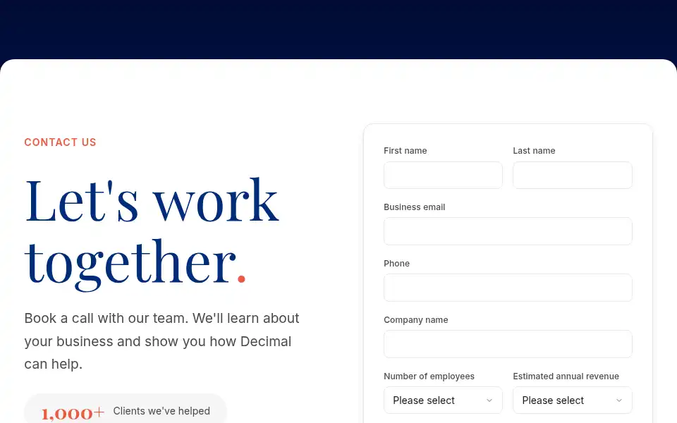 Screenshot of decimal.com