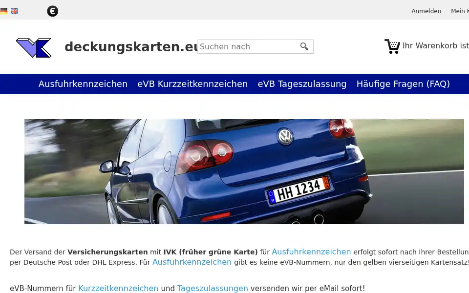 Screenshot of deckungskarten.eu