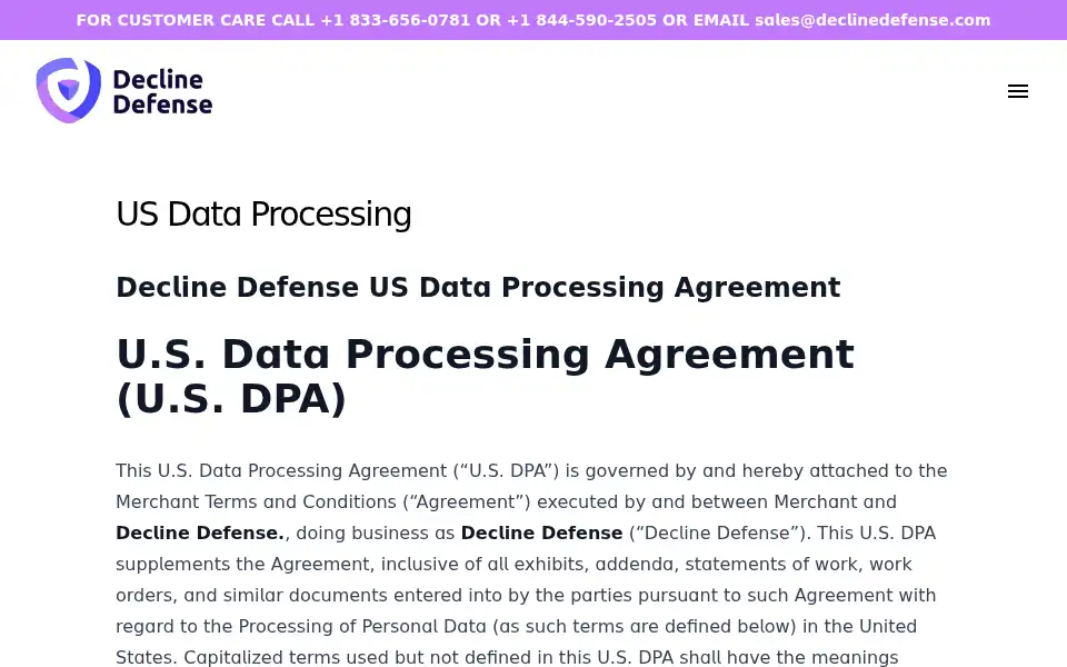 Screenshot of declinedefense.com