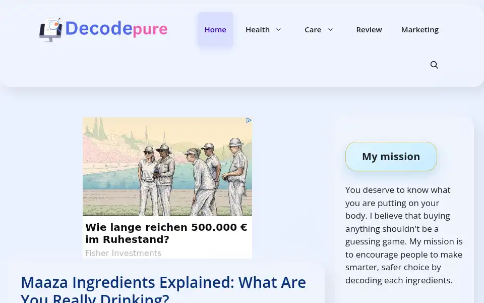 Screenshot of decodepure.com