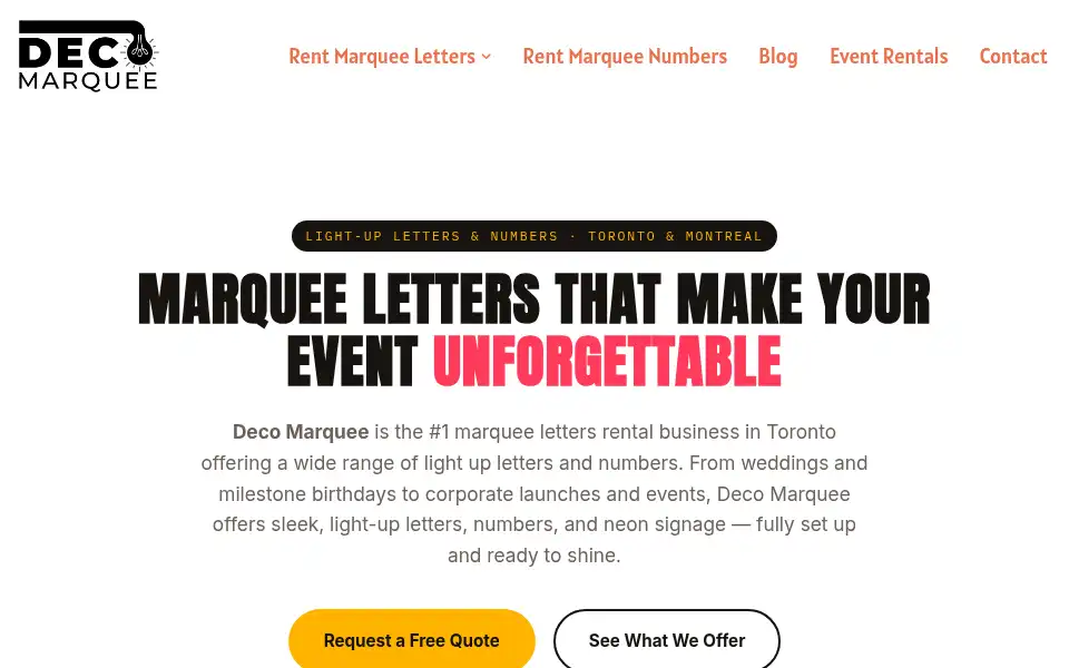 Screenshot of decomarquee.com
