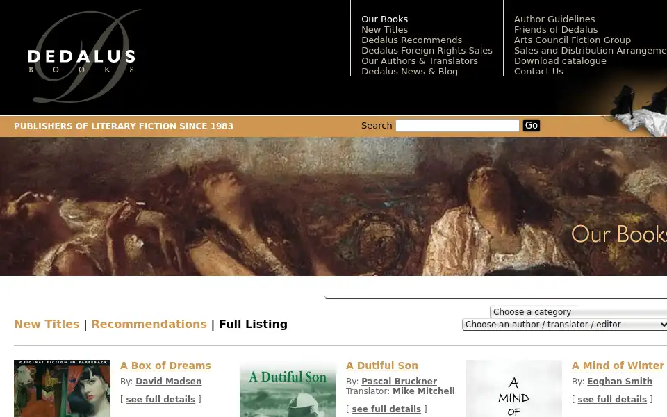 Screenshot of dedalusbooks.com