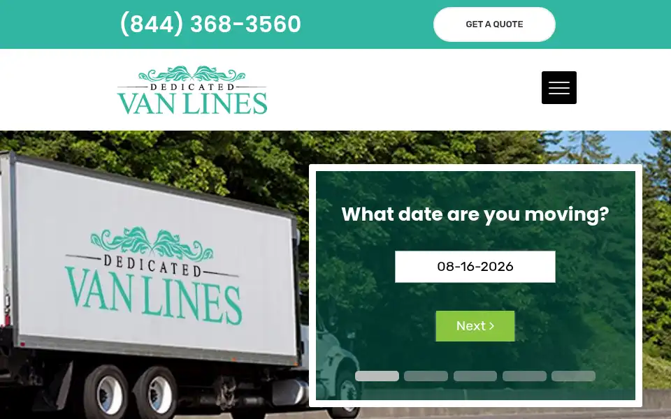 Screenshot of dedicatedvanlines.com