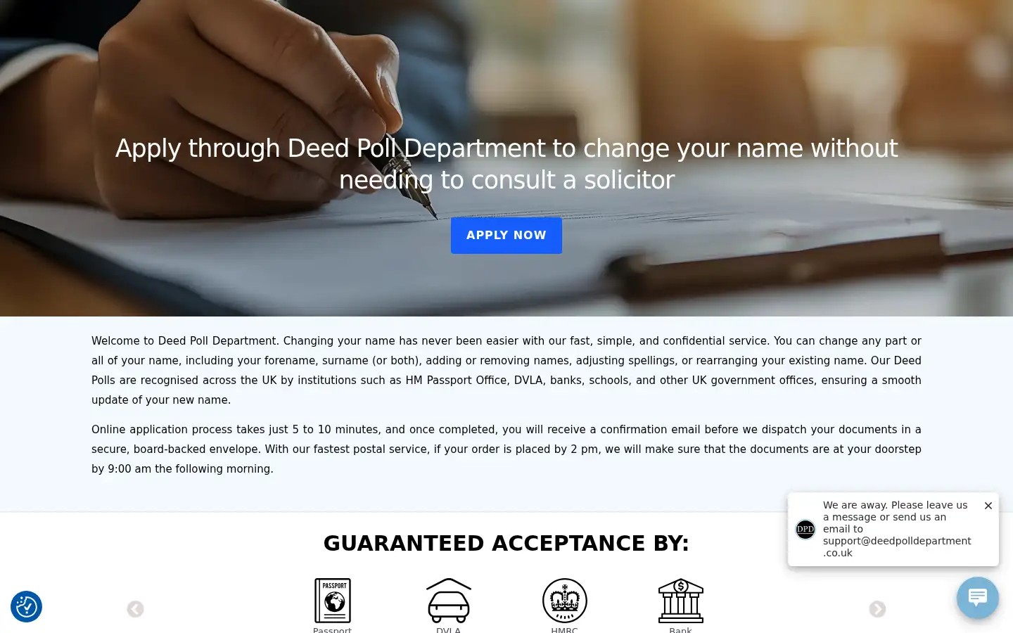 Screenshot of deedpolldepartment.co.uk