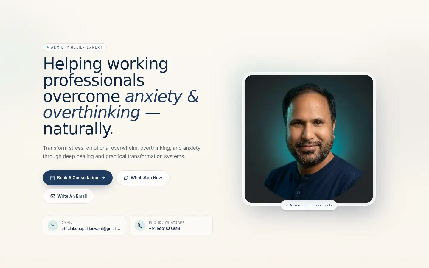 Screenshot of deepakjaswani.com