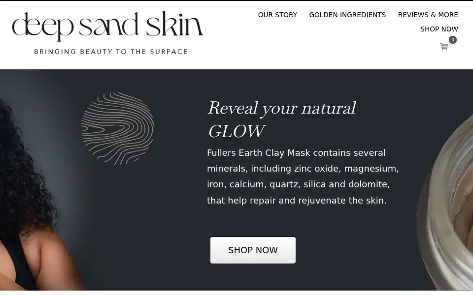Screenshot of deepsandskin.com
