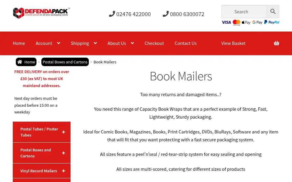 Screenshot of defendapack.com
