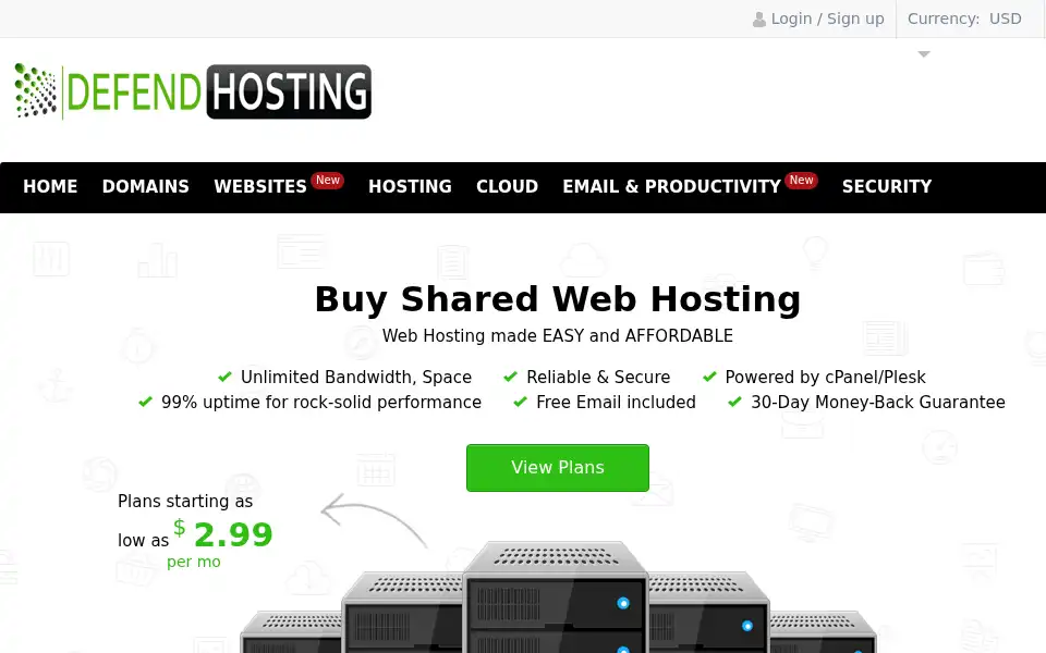 Screenshot of defendhosting.com