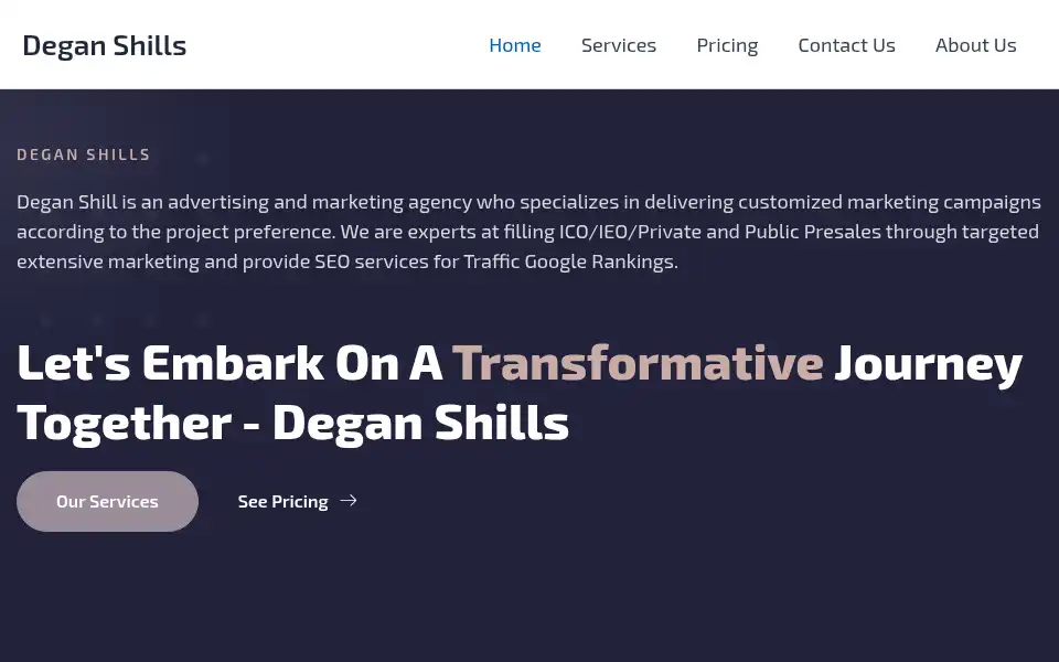 Screenshot of deganshills.com