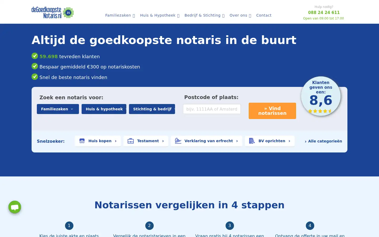 Screenshot of degoedkoopstenotaris.nl