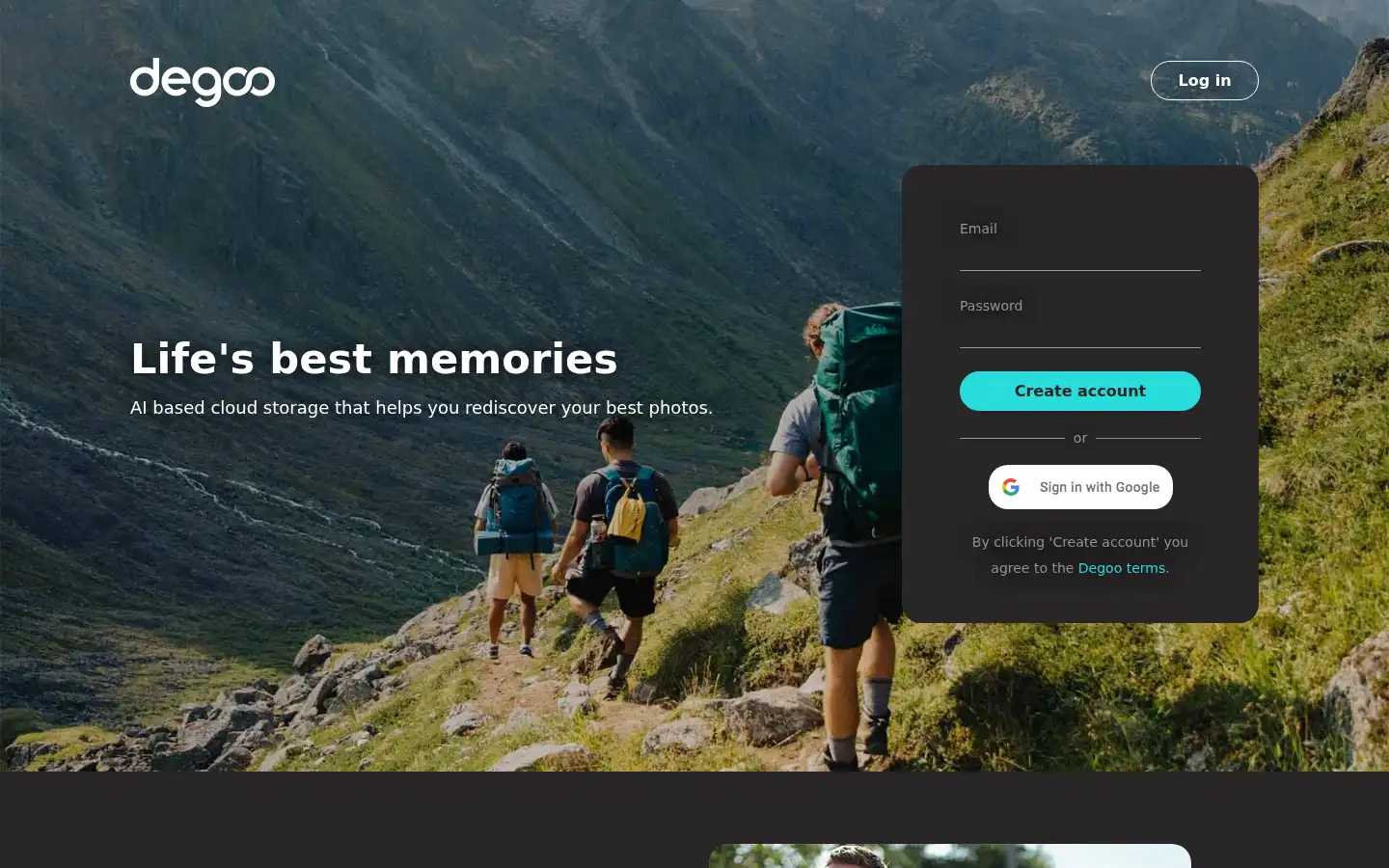 Screenshot of degoo.com