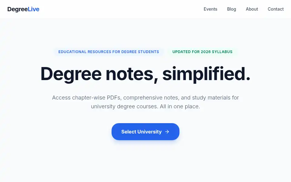 Screenshot of degreelive.in